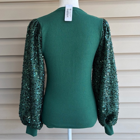 •Flying Tomato• NWT Sequin Puff Sleeve Knit Top Size Medium - Picture 8 of 11